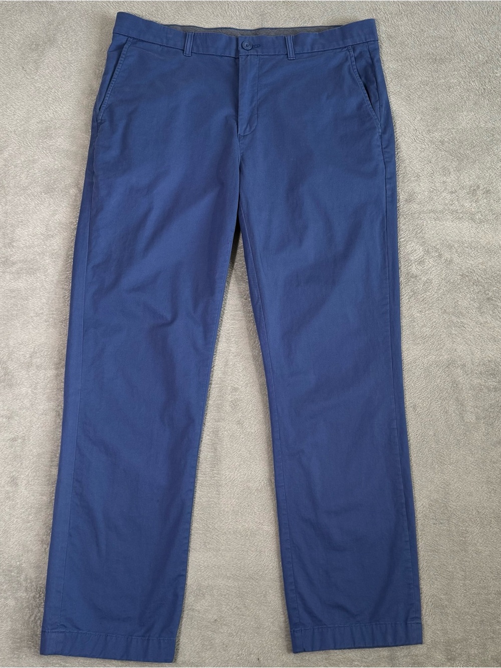 ROWM Mens Chino Pants 38x32 Blue Stretch Straight Leg Casual Preppy Flat Front